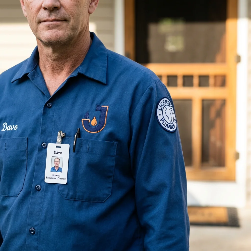 Licensed plumber showing ID badge in Sherwood, OR