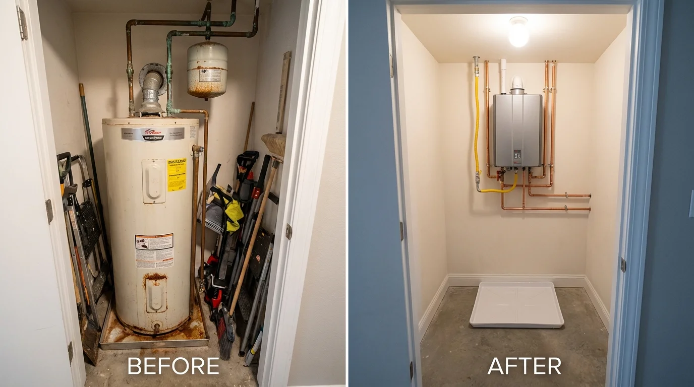 Tank water heater versus wall-mounted tankless unit comparison for Sherwood, OR homeowners