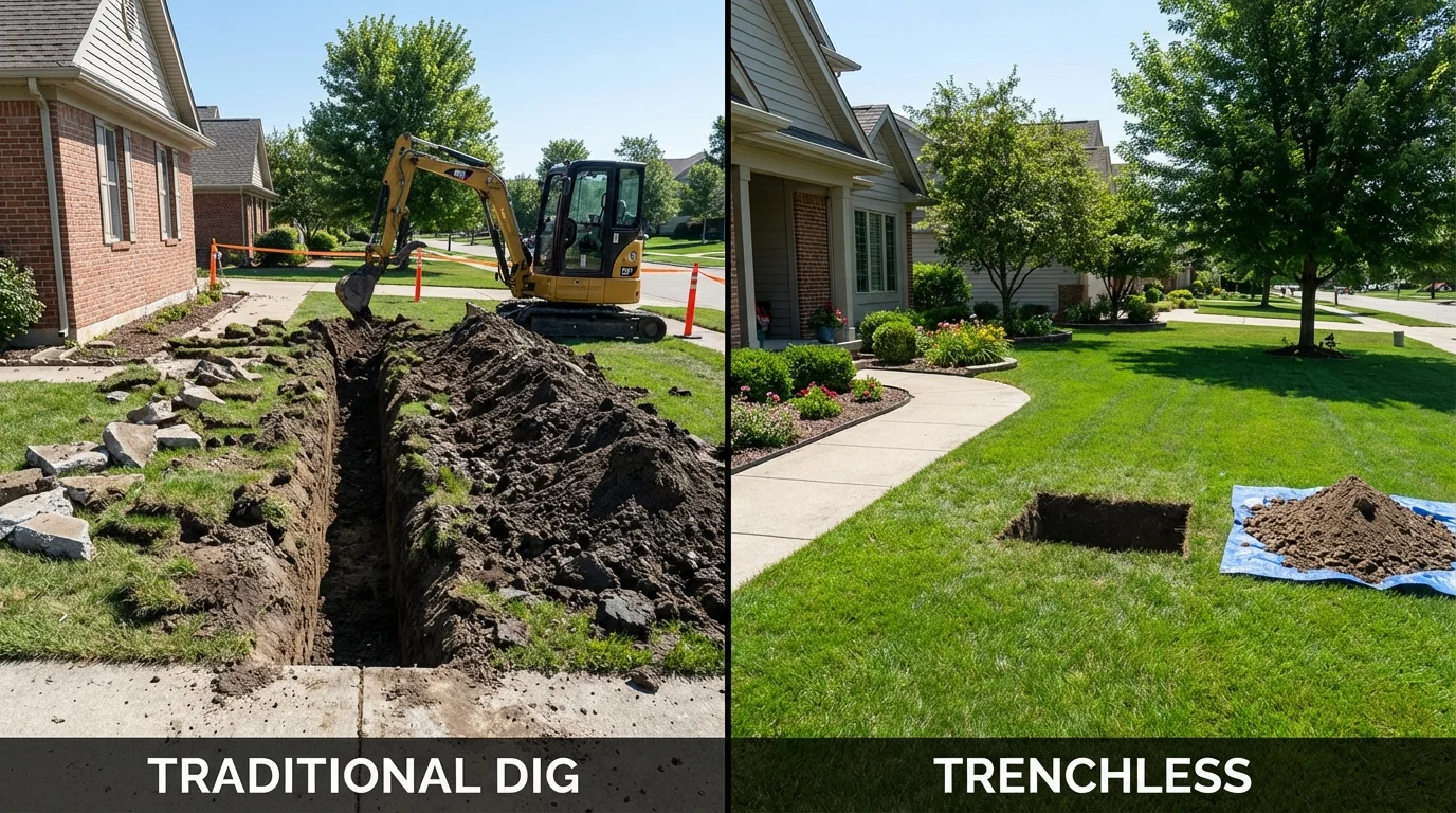 Trenchless sewer repair with minimal yard damage versus traditional excavation in Sherwood, OR